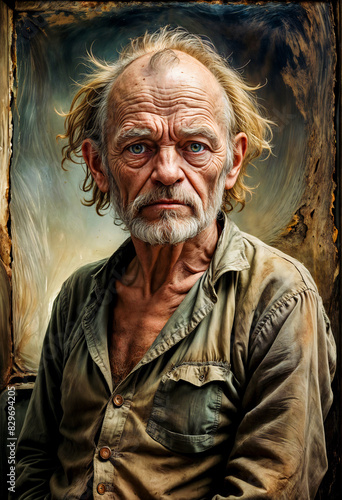 Portrait of an old man. Generative AI