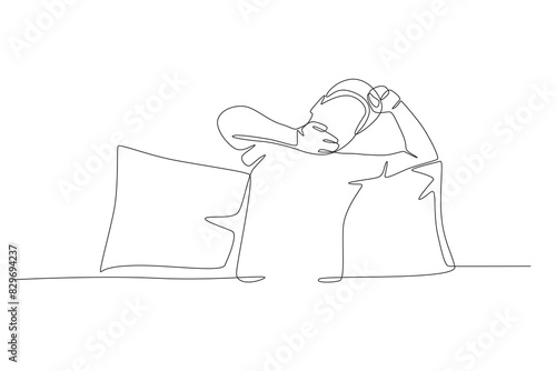 The man who just woke up. Waking up in the morning concept one-line drawing