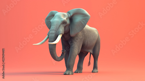 Tag des Elefanten 12. August Elefant isoliert mit einfarbigen Hintergrund Generative AI photo