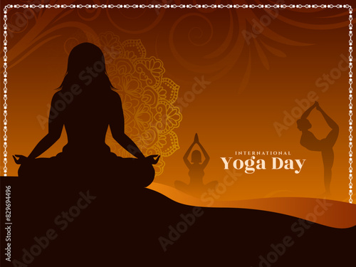 21 june International Yoga day celebration greeting beautiful background