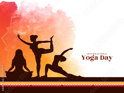 International Yoga day 21 june celebration elegant background