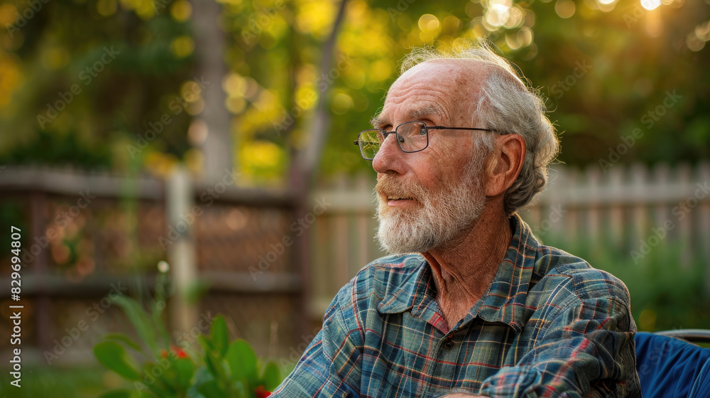 An older man sitting in a chair outside on a sunny day An older man sitting in a chair outside on a sunny day