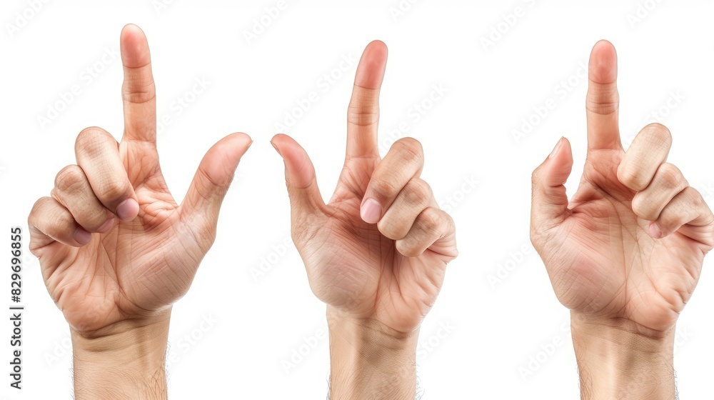 Caucasian hand gesture composition isolated on white background Caucasian hand gesture composition isolated on white background