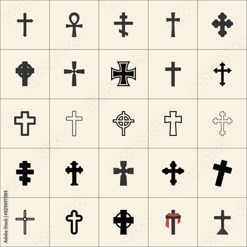 Christian cross vector set....