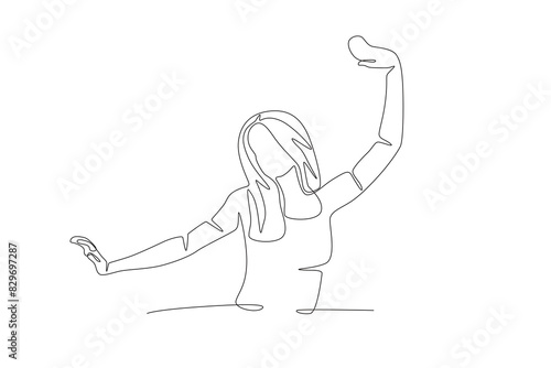 A woman who just woke up. Waking up in the morning concept one-line drawing
