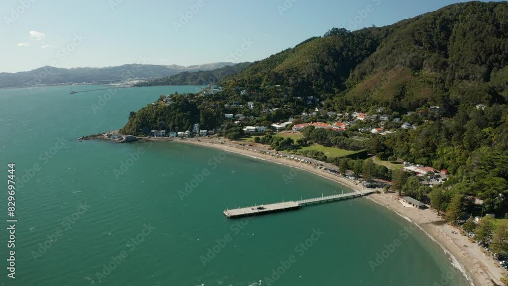 Drone shot of Eastbourne Bay in Wellington, New Zealand Drone shot of Eastbourne Bay in Wellington, New Zealand