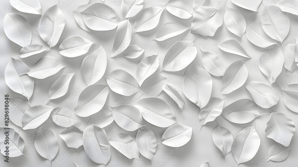 White geometric leaves 3d tiles texture Background. Generative AI. White geometric leaves 3d tiles texture Background. Generative AI.