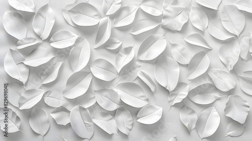 Fototapeta Naklejka Na Ścianę i Meble -  White geometric leaves 3d tiles texture Background. Generative AI.