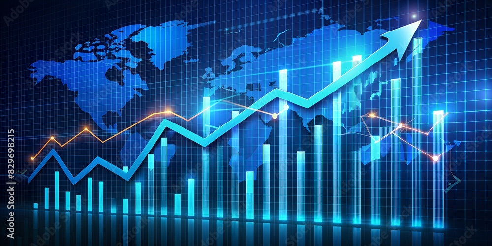 business graph on the screen Rating graph of economic growth, upward rating, art illustration, business rating, growth, financial growth business graph on the screen Rating graph of economic growth, upward rating, art illustration, business rating, growth, financial growth