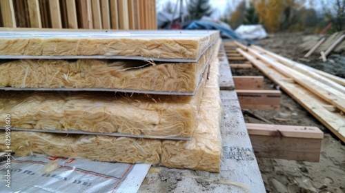 Layers of insulation are stacked and carefully secured creating a strong and effective barrier against the elements for the future homeowners.