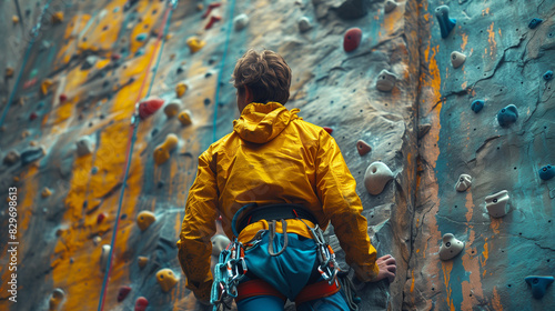 man with rock climbing acti...