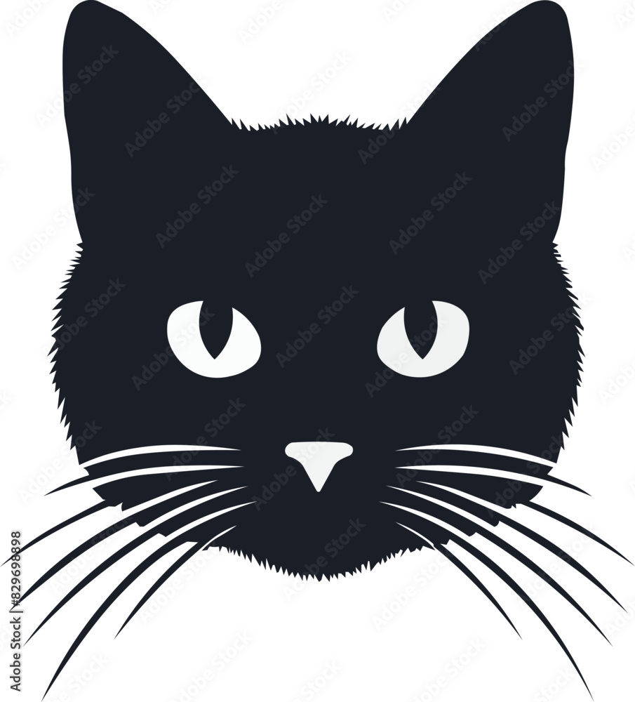 Fototapeta premium Minimalist cat face. Cat style icon and logo