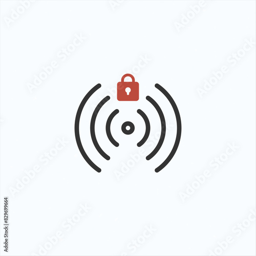 Wifi symbol and lock icon. ...