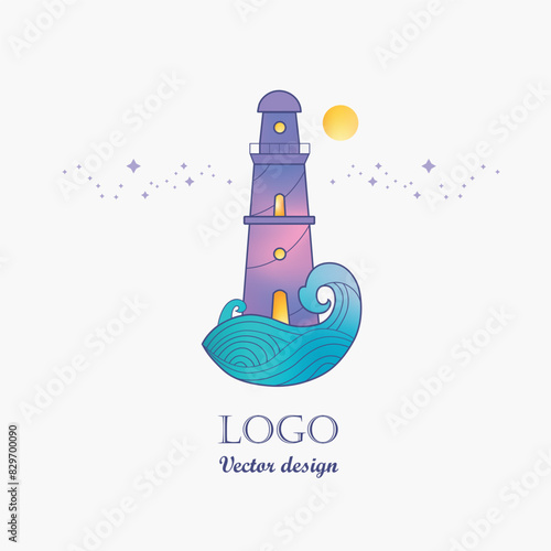 Mystical Lighthouse  spiritual vector  symbol. Psychology, philosophy, mind, energy, yoga and spirit  insight and subconscious concept
