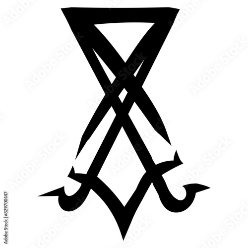 Lucifer icon, sticker or t-shirt print design illustration in Gothic style isolated on white background. Vector EPS 10
