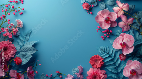 flat lay of flower and leav...