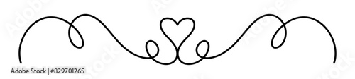 Simple decorative line with heart vector