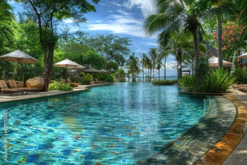 Tropical Pool Oasis  Relaxing Resort Pool with Stunning Phuket Views