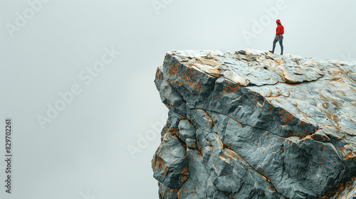 person on top of hill, rock...