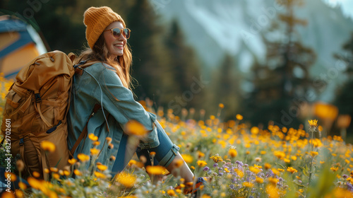 woman in camping activity
