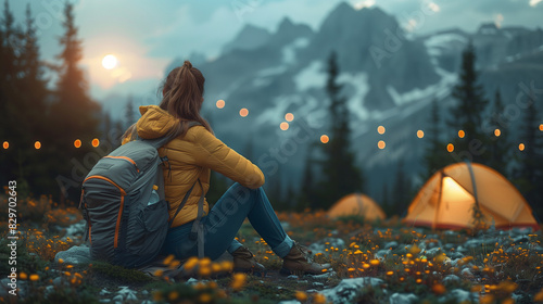 woman in camping activity