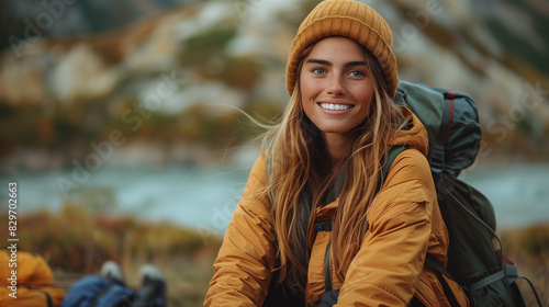 woman in camping activity