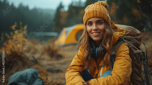 woman in camping activity