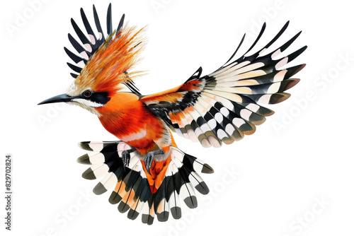 Vibrant Hoopoe Bird Taking Flight Isolated on Transparent Background