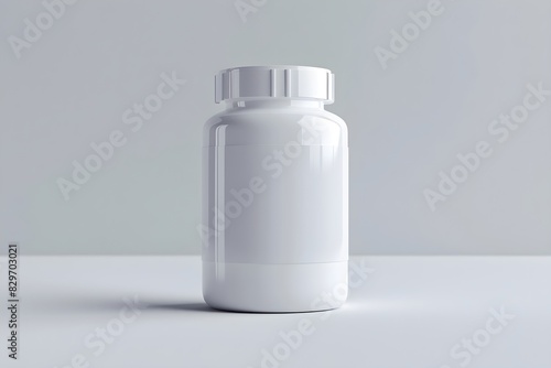 Plain White medicine plastic bottle with cap, Mockup on white background hue, minimal, wallpaper background, mockup display for product