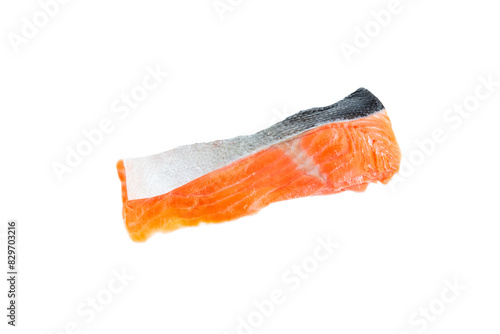 Fresh salmon fillet isolated on white background, Salmon fish sliced , Raw food