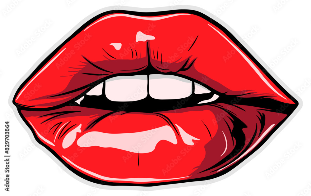 drawing of lips with red lipstick without background drawing of lips with red lipstick without background