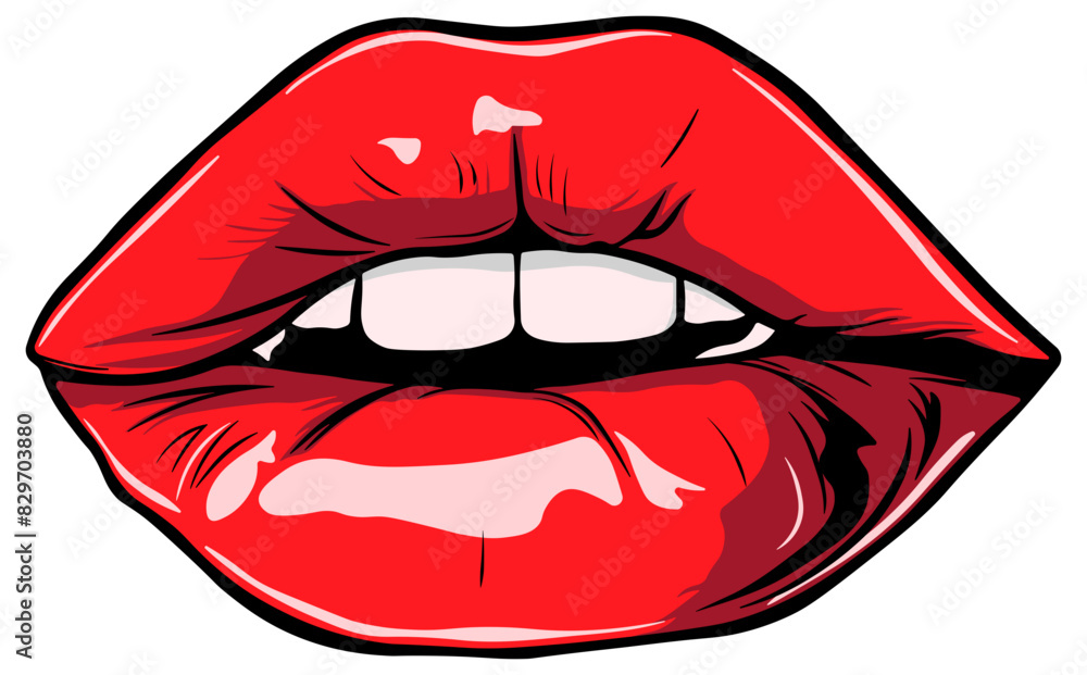 drawing of lips with red lipstick without background drawing of lips with red lipstick without background