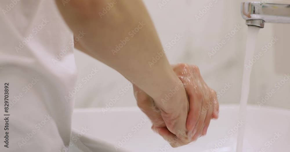 woman washing her hands in a sink with soap. Concept of health, cleaning woman washing her hands in a sink with soap. Concept of health, cleaning