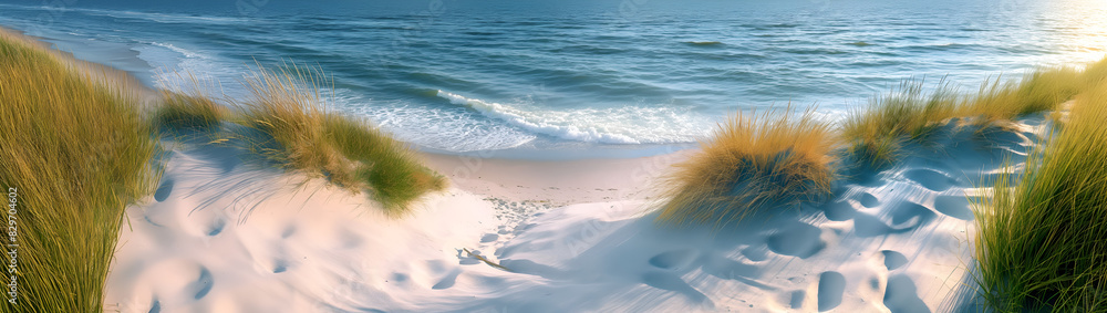 Dune beach on ocean and white sand