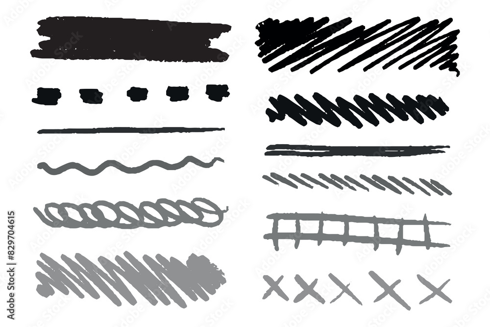 Lines are drawn on the side with a pencil and the set is swaying. Coal strokes on a white background. Doodle style sketchy lines. Scratches with rough edges. Lines are drawn on the side with a pencil and the set is swaying. Coal strokes on a white background. Doodle style sketchy lines. Scratches with rough edges.