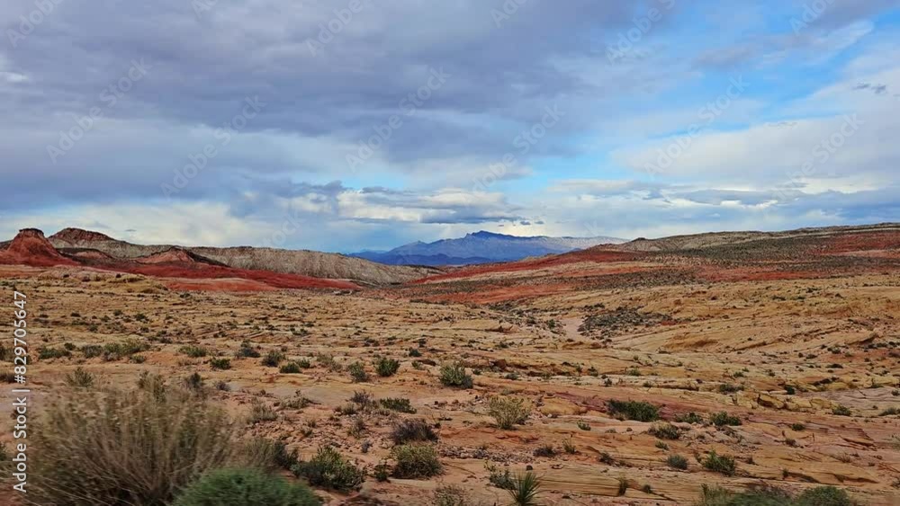 Scenic Landscape Drive By Along Route 167 at the Valley of Fire, Nevada, USA. Scenic Landscape Drive By Along Route 167 at the Valley of Fire, Nevada, USA.