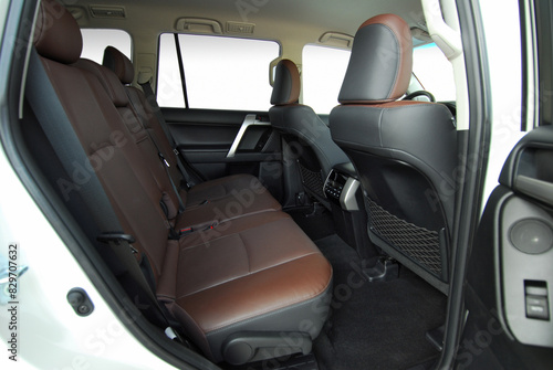 Rear seats covered with fabric in a luxury car