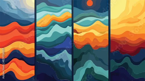 Abstract topographic banner design templates Four . 