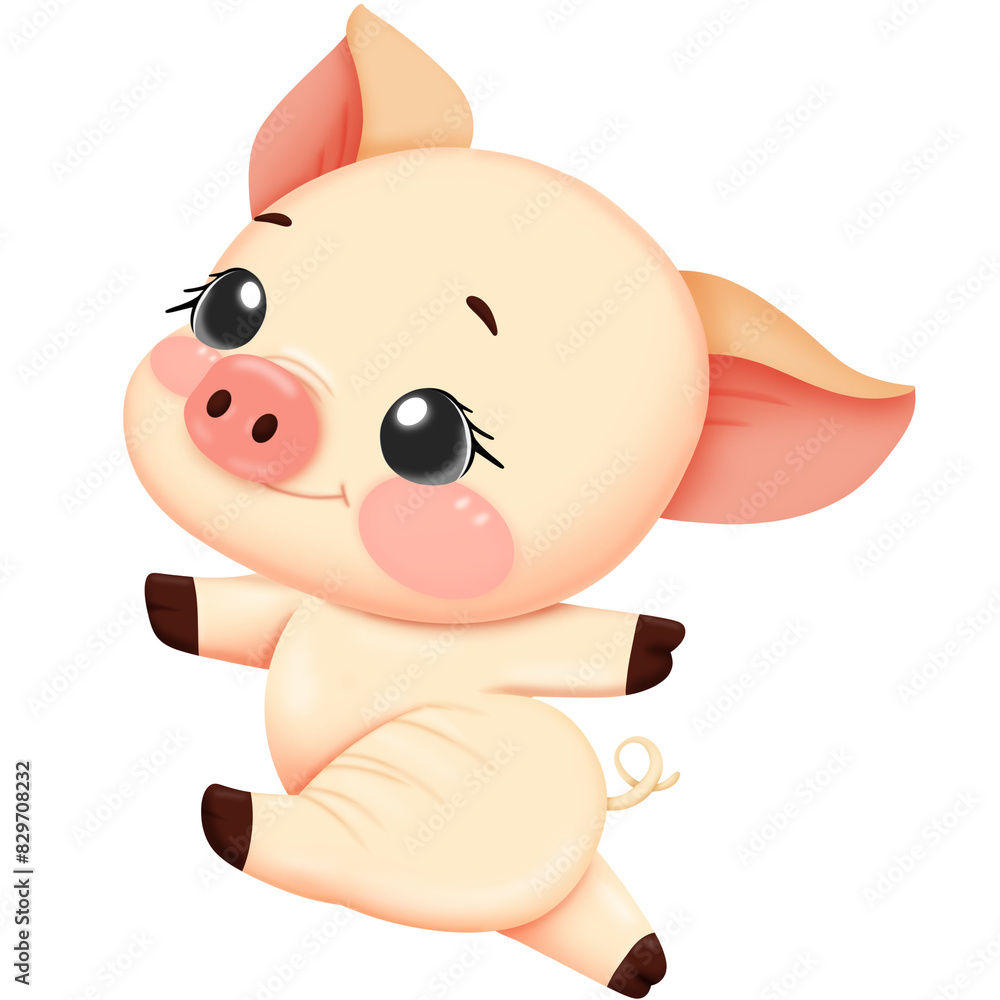 Naklejka premium Cute pig