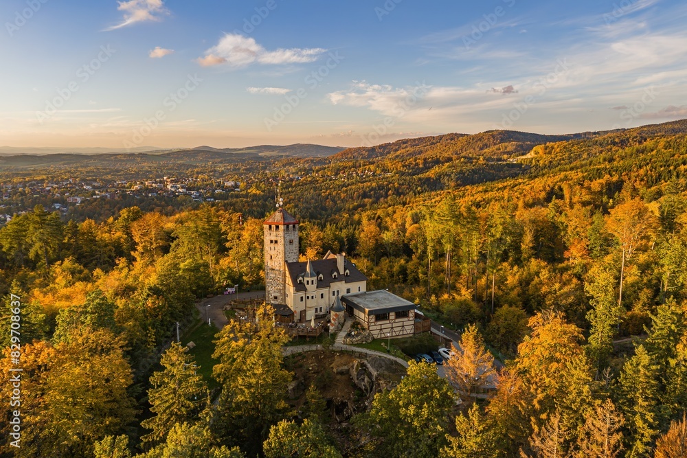 Naklejka premium Outlook tower Liberecka vysina, near Liberec.