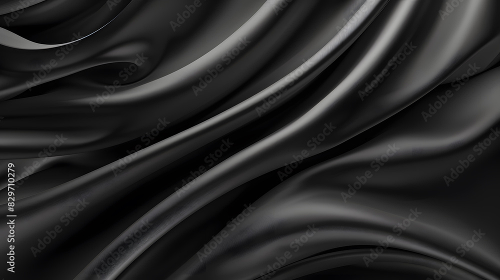 wide black gray silky curve texture background. Generative AI. wide black gray silky curve texture background. Generative AI.
