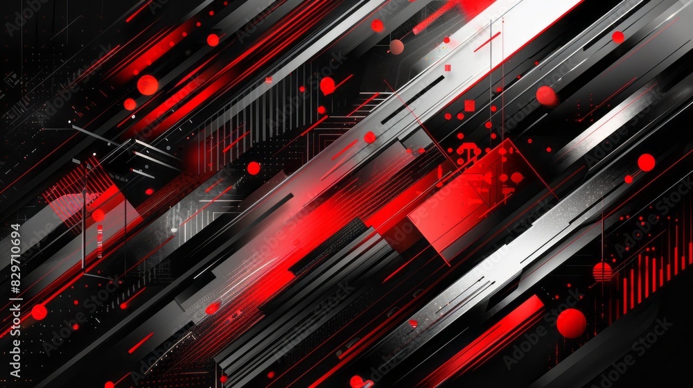 3D Illustration Of A Circuit Board With Red And Black Accents. 3D Illustration Of A Circuit Board With Red And Black Accents.
