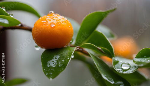 orange flower with dew drops