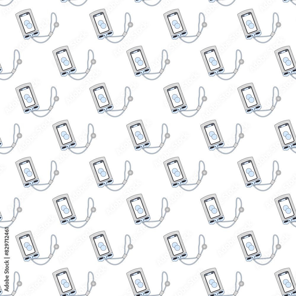 Seamless pattern of phones in waterproof cases with lanyards. Vector flat illustration. Seamless pattern of phones in waterproof cases with lanyards. Vector flat illustration.