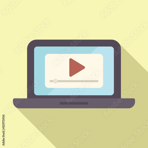 Minimalist vector graphic depicting a laptop displaying a video play icon