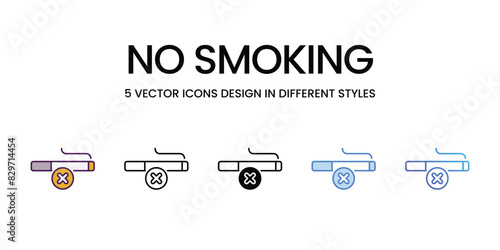 No Smoking vector icons set stock illustration