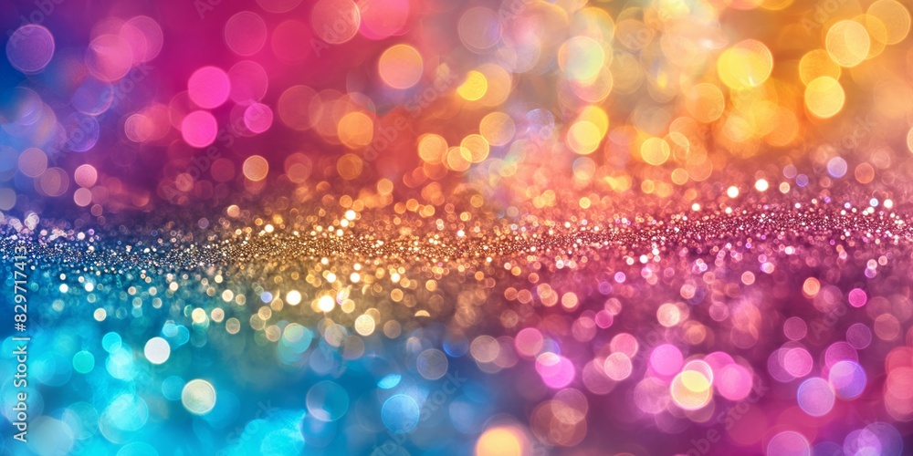 Abstract glitter background. A vibrant blend of multi-colored bokeh effects. Celebration and glamour concept. Template for festival invitation, greeting card, beauty advertising. Abstract glitter background. A vibrant blend of multi-colored bokeh effects. Celebration and glamour concept. Template for festival invitation, greeting card, beauty advertising.