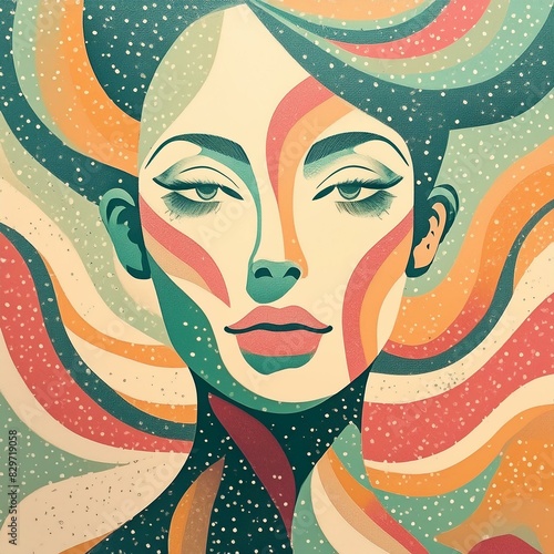 Abstract colored portrait of a woman 