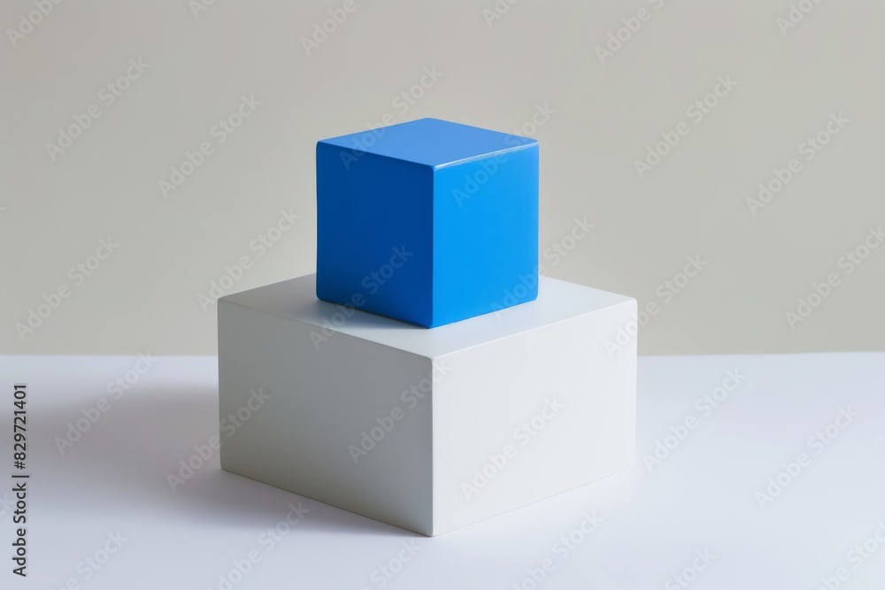 Blue cube atop white cube: an unconventional sculpture Blue cube atop white cube: an unconventional sculpture