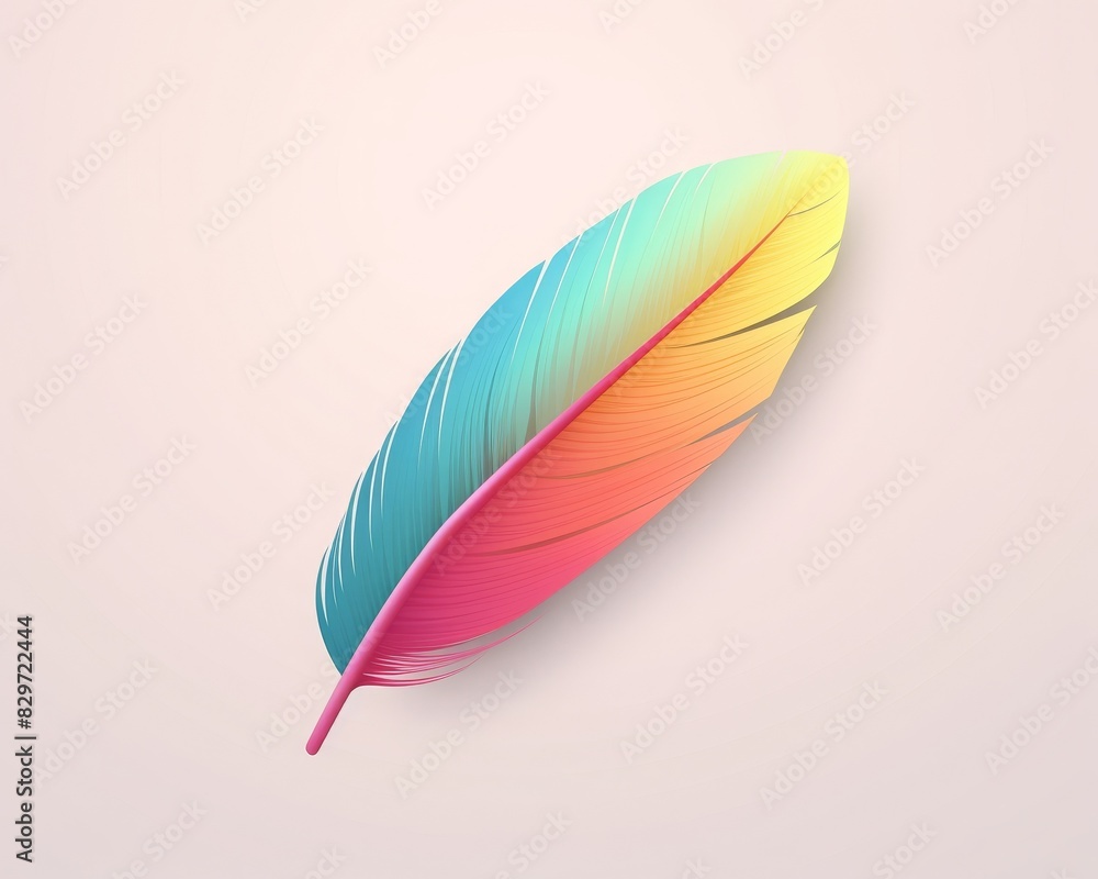 Vibrant multicolored feather on pastel background. Symbolizes creativity, diversity, and lightness. Perfect for artistic design use. Vibrant multicolored feather on pastel background. Symbolizes creativity, diversity, and lightness. Perfect for artistic design use.